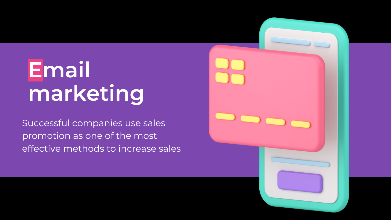 Email marketing banner with text 'Email marketing: Successful companies use email marketing as one of the most effective methods to increase sales' and a smartphone